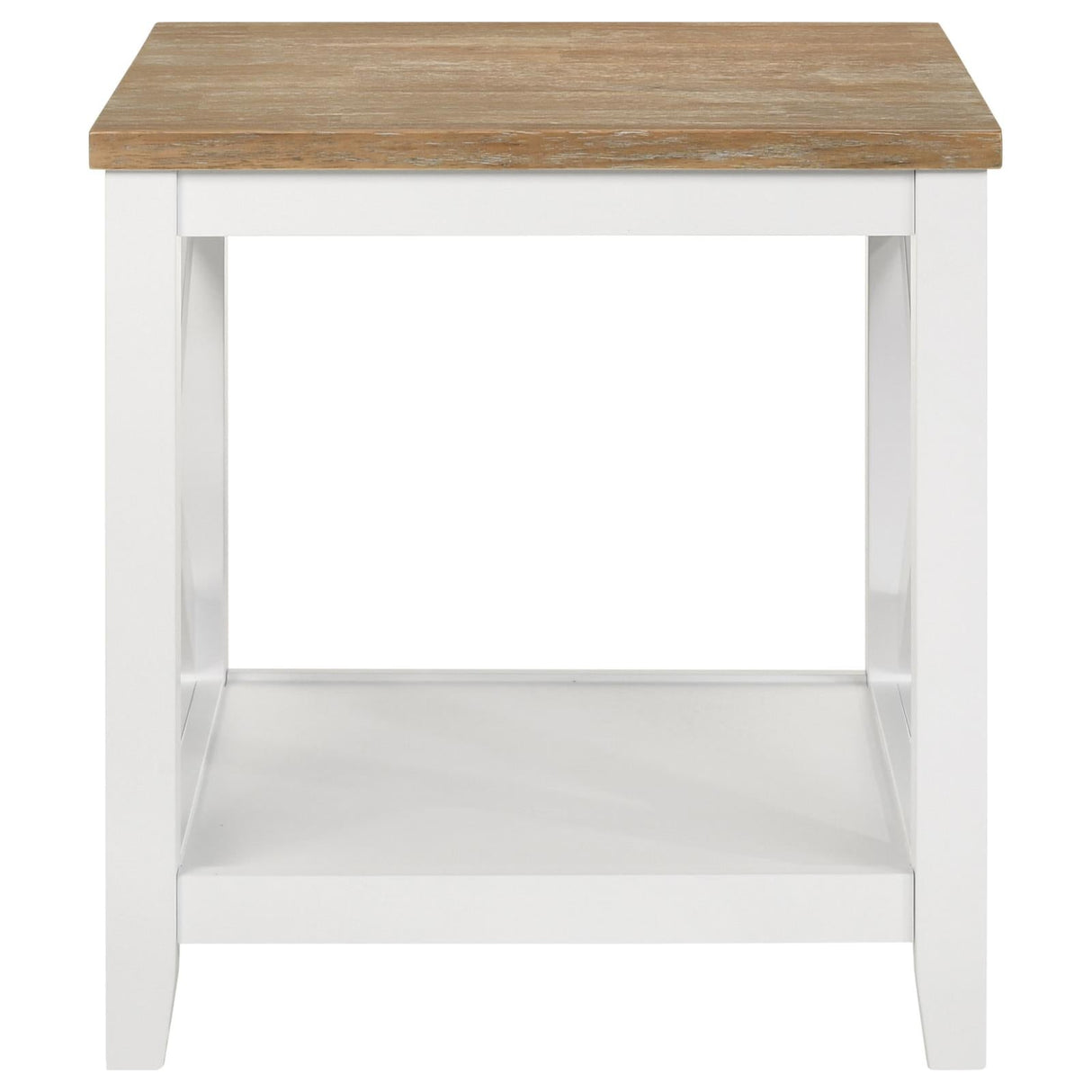 Maisy Square Wooden End Table With Shelf Brown and White