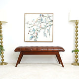 Maja Mid Century Modern Tan Leather Bench by Ashcroft Furniture at Eve Furniture