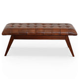 Maja Mid Century Modern Tan Leather Bench by Ashcroft Furniture at Eve Furniture