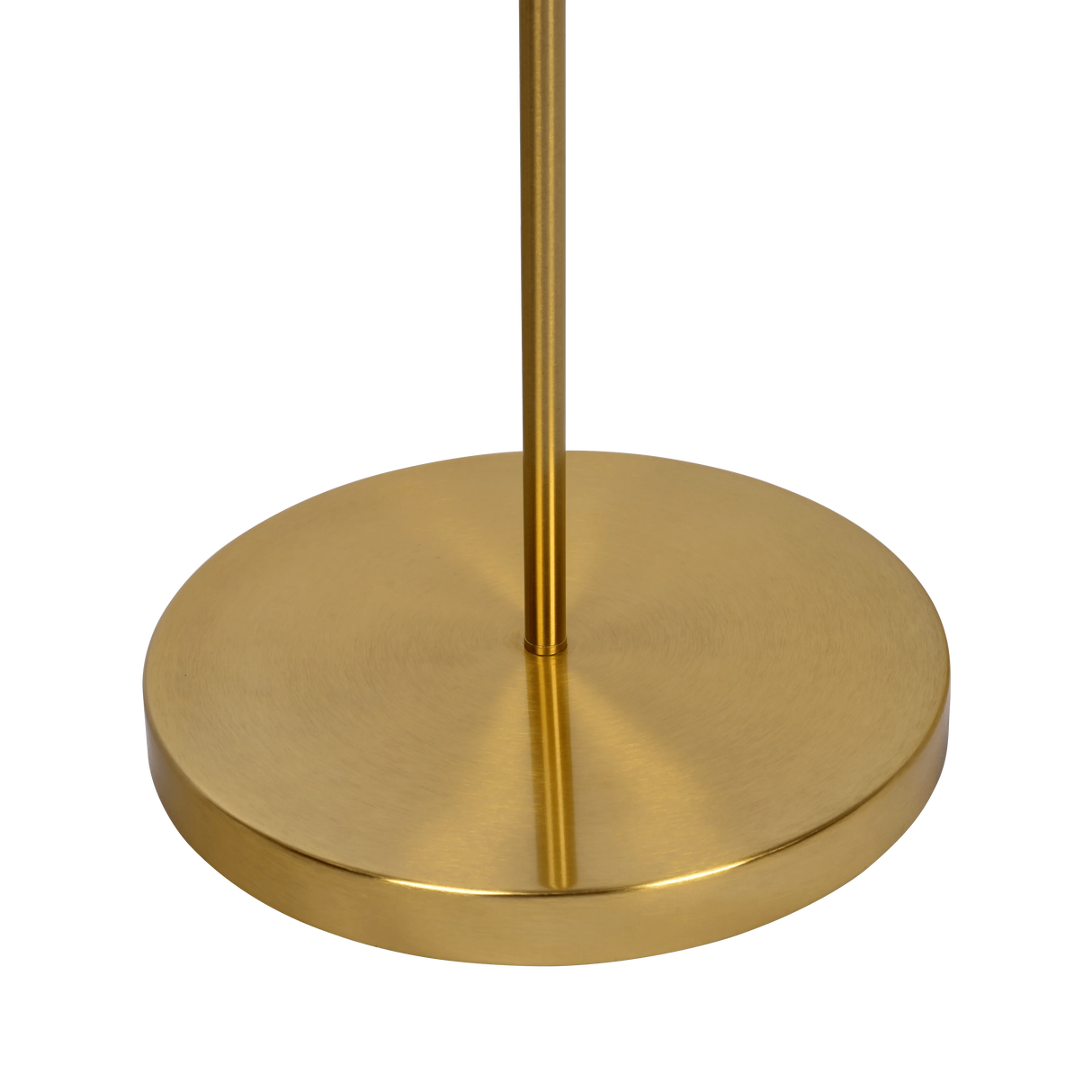 Majestic Brass Ring Base Curved Floor Lamp with Triangle White Drum Shade by Westin Decor at Eve Furniture