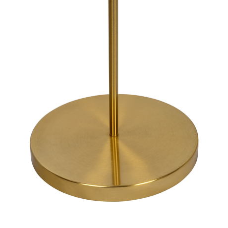 Majestic Brass Ring Base Curved Floor Lamp with Triangle White Drum Shade by Westin Decor at Eve Furniture