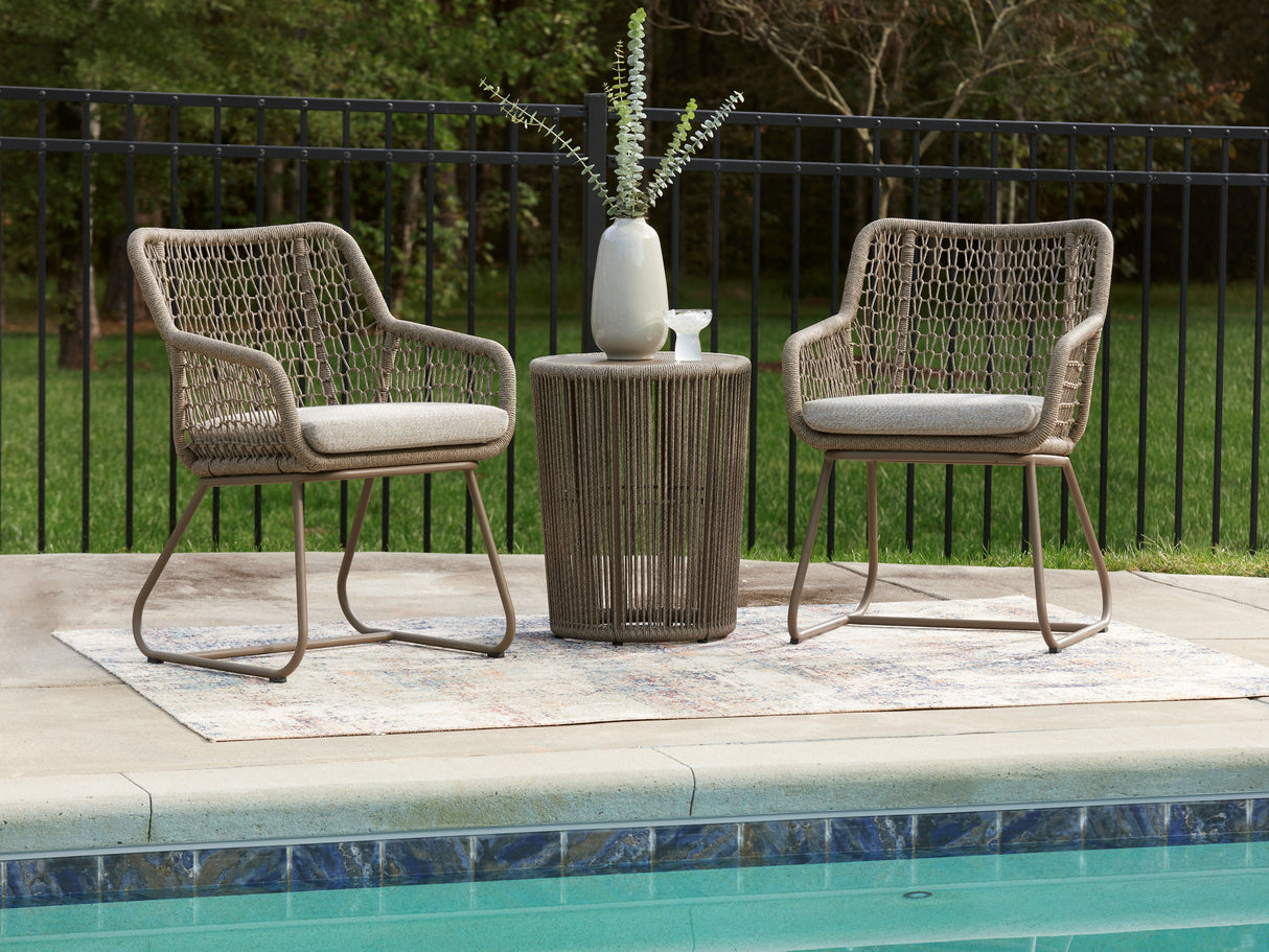 Majors Beach Beige Outdoor Table and 2 Chairs by ASHLEY FURNITURE at Eve Furniture