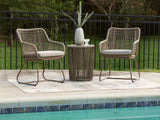 Majors Beach Beige Outdoor Table and 2 Chairs by ASHLEY FURNITURE at Eve Furniture