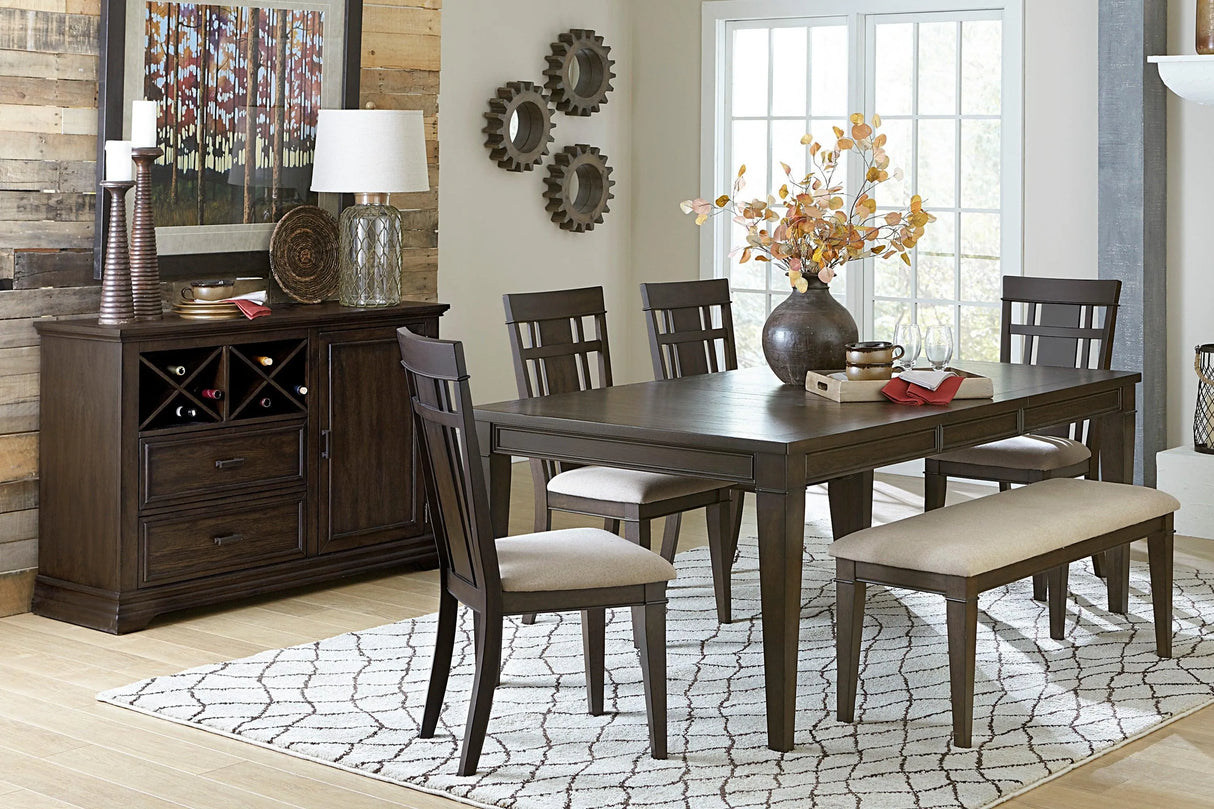 Makah Dark Brown Extendable Dining Table by Homelegance at Eve Furniture