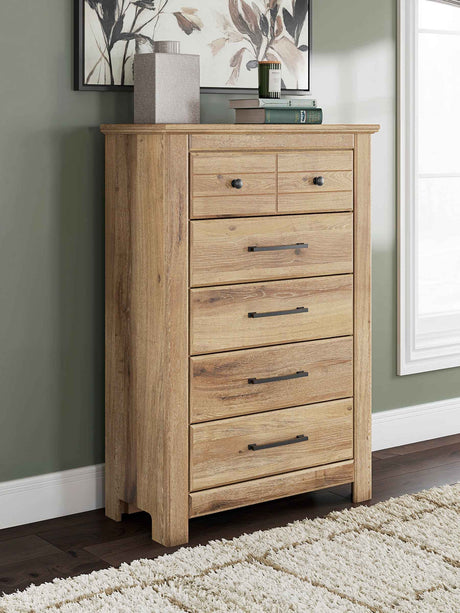 Makidern Tan Footboard Storage Youth Panel Bedroom Set with 2 Footboard Drawers by Ashley at Eve Furniture