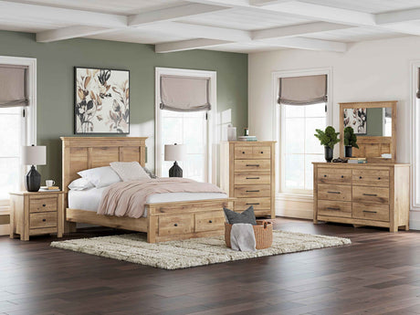 Makidern Tan Footboard Storage Youth Panel Bedroom Set with 2 Footboard Drawers by Ashley at Eve Furniture