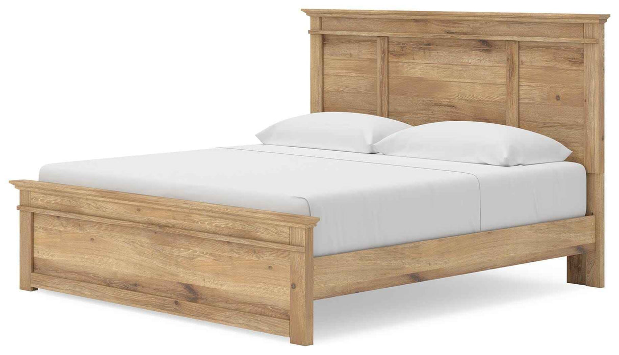 Makidern Tan King Panel Storage Bed by Ashley at Eve Furniture