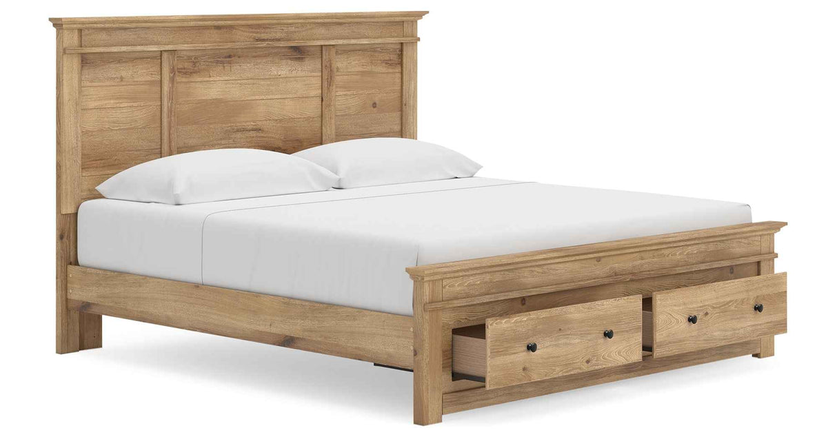 Makidern Tan King Panel Storage Bed by Ashley at Eve Furniture