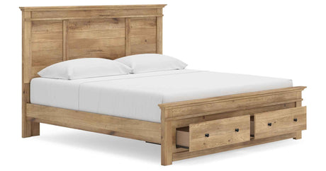 Makidern Tan King Panel Storage Bed by Ashley at Eve Furniture
