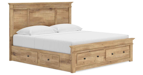 Makidern Tan King Panel Storage Bed by Ashley at Eve Furniture