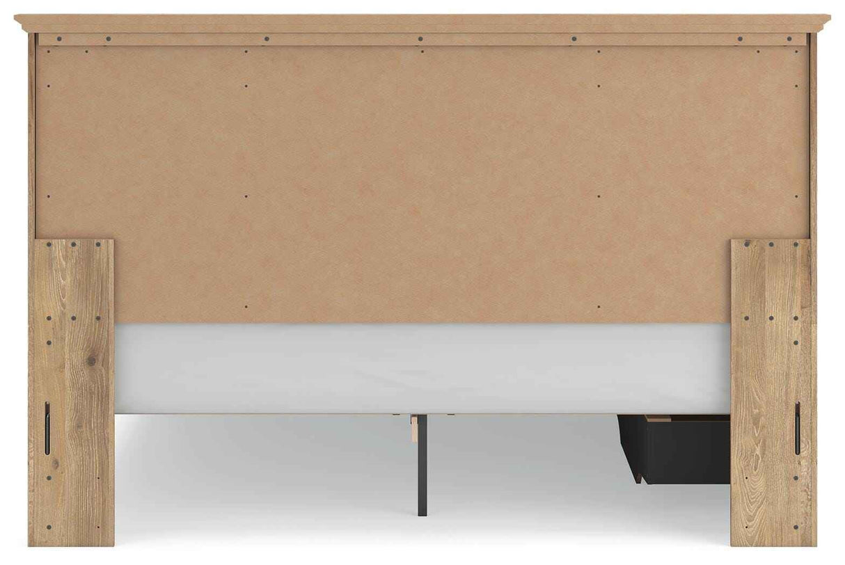 Makidern Tan King Panel Storage Bed by Ashley at Eve Furniture