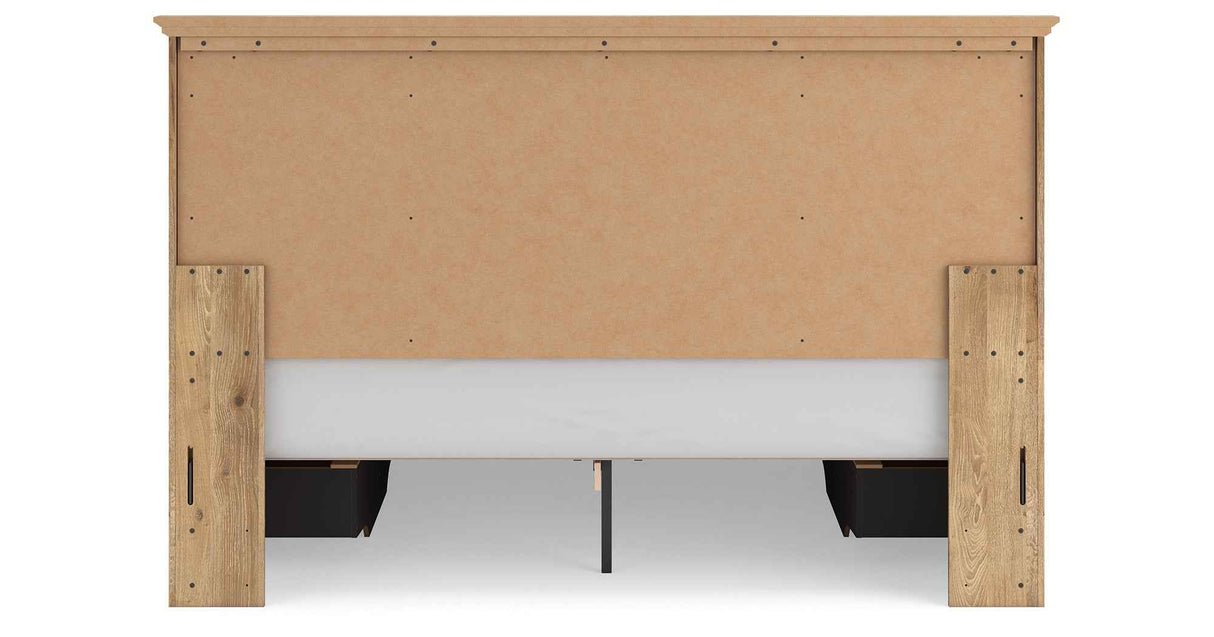 Makidern Tan King Panel Storage Bed by Ashley at Eve Furniture