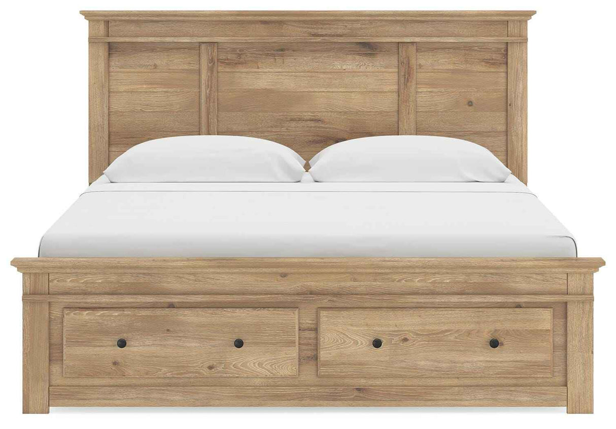 Makidern Tan King Panel Storage Bed by Ashley at Eve Furniture