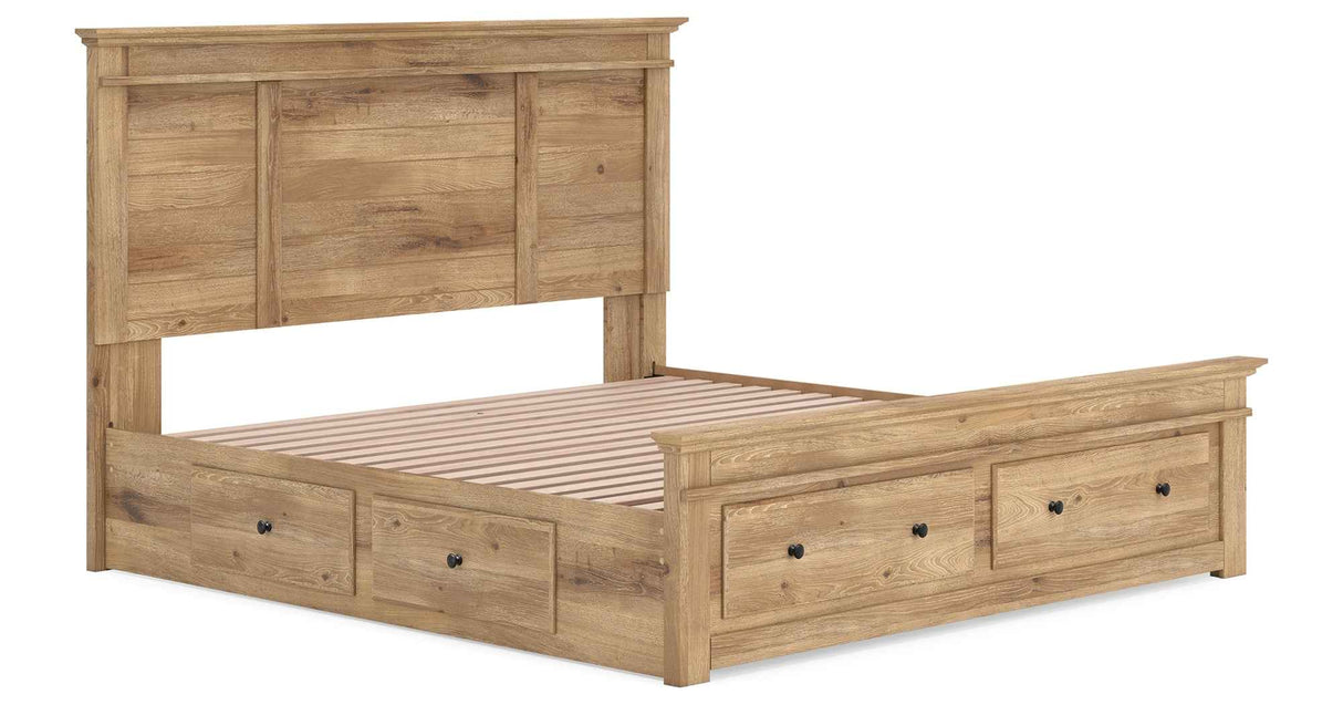Makidern Tan King Panel Storage Bed by Ashley at Eve Furniture