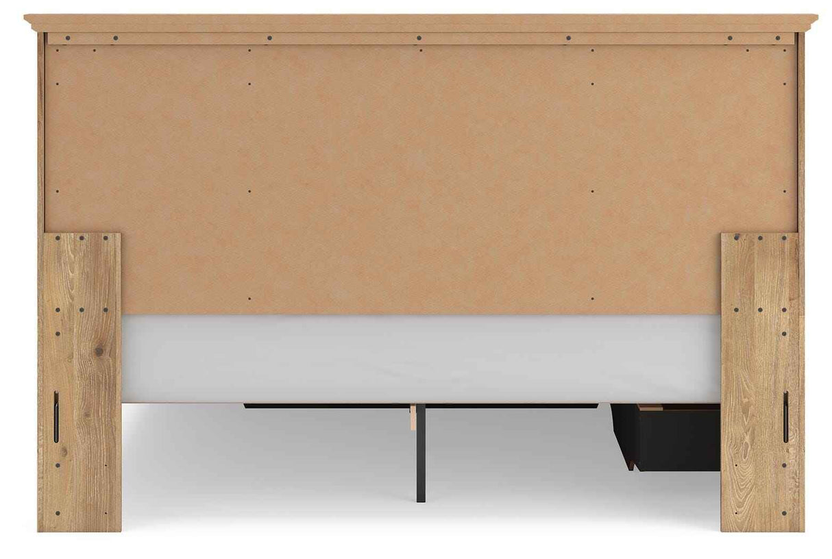 Makidern Tan King Panel Storage Bed by Ashley at Eve Furniture
