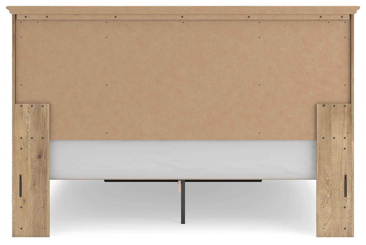 Makidern Tan King Panel Storage Bed by Ashley at Eve Furniture