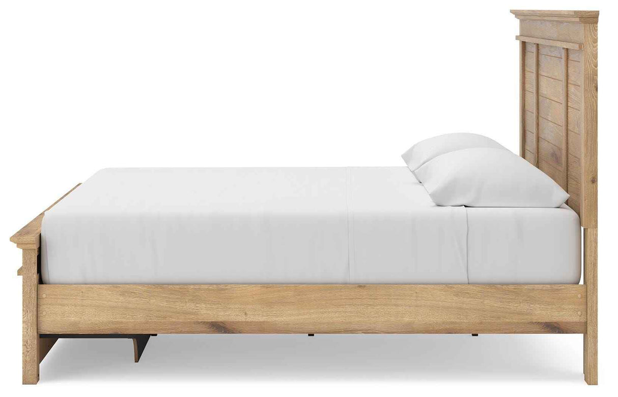 Makidern Tan King Panel Storage Bed by Ashley at Eve Furniture