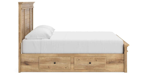 Makidern Tan King Panel Storage Bed by Ashley at Eve Furniture