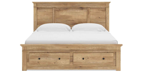 Makidern Tan King Panel Storage Bed by Ashley at Eve Furniture