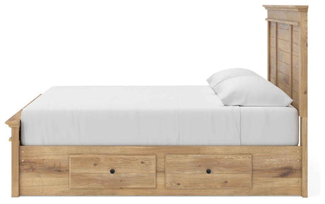 Makidern Tan King Panel Storage Bed by Ashley at Eve Furniture