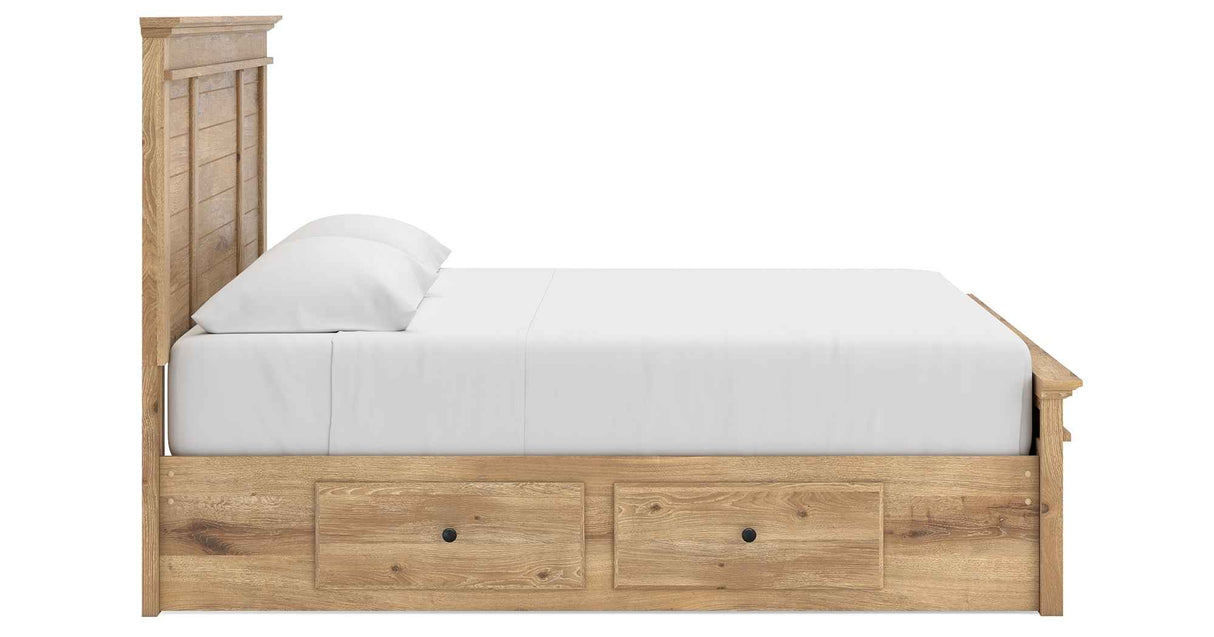 Makidern Tan King Panel Storage Bed by Ashley at Eve Furniture