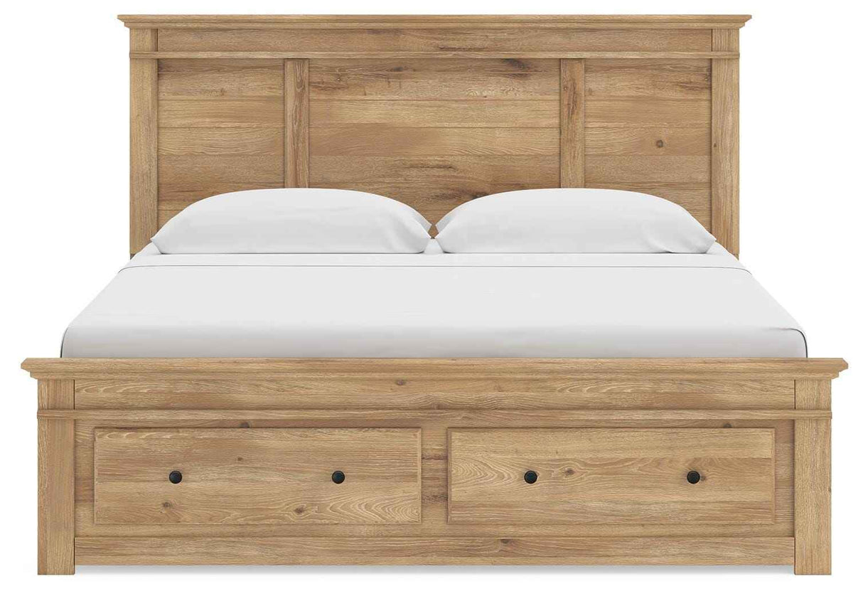 Makidern Tan King Panel Storage Bed by Ashley at Eve Furniture