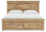 Makidern Tan King Panel Storage Bed by Ashley at Eve Furniture