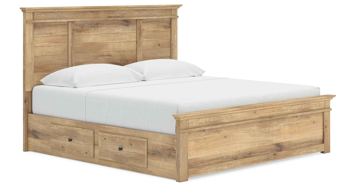 Makidern Tan King Panel Storage Bed by Ashley at Eve Furniture