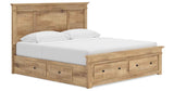 Makidern Tan King Panel Storage Bed by Ashley at Eve Furniture