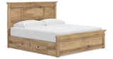 Makidern Tan King Panel Storage Bed by Ashley at Eve Furniture