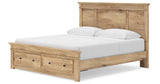 Makidern Tan King Panel Storage Bed by Ashley at Eve Furniture