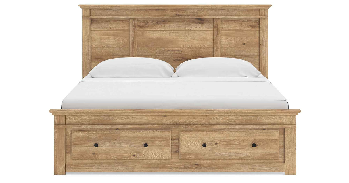 Makidern Tan King Panel Storage Bed by Ashley at Eve Furniture
