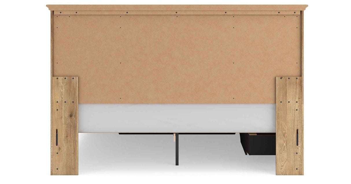 Makidern Tan King Panel Storage Bed by Ashley at Eve Furniture