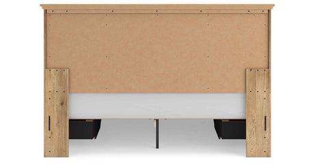 Makidern Tan King Panel Storage Bed by Ashley at Eve Furniture