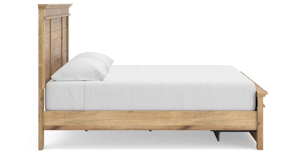 Makidern Tan King Panel Storage Bed by Ashley at Eve Furniture