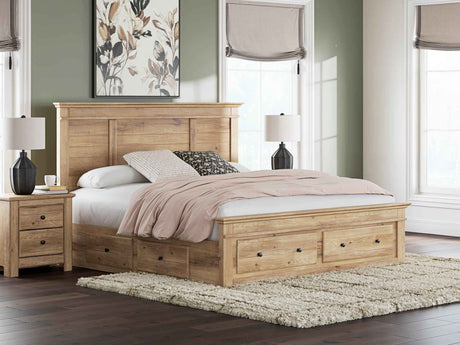 Makidern Tan King Panel Storage Bed by Ashley at Eve Furniture