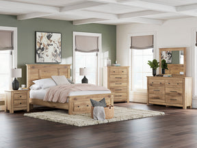 Makidern Tan Panel Storage Bedroom Set with 2 Footboard Drawers by Ashley at Eve Furniture