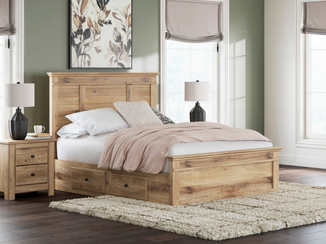 Makidern Tan Panel Storage Bedroom Set with 4 Side Drawers by Ashley at Eve Furniture