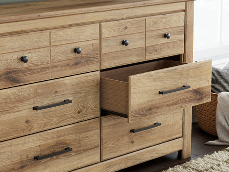 Makidern Tan Panel Storage Bedroom Set with 6 Drawers by Ashley at Eve Furniture