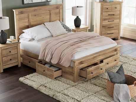 Makidern Tan Panel Storage Bedroom Set with 6 Drawers by Ashley at Eve Furniture
