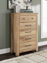 Makidern Tan Panel Storage Bedroom Set with 6 Drawers by Ashley at Eve Furniture