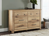 Makidern Tan Panel Storage Bedroom Set with 6 Drawers by Ashley at Eve Furniture