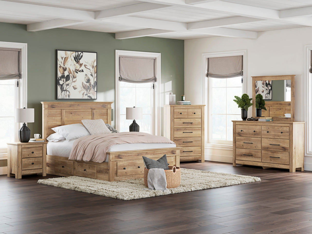 Makidern Tan Panel Storage Bedroom Set with 6 Drawers by Ashley at Eve Furniture