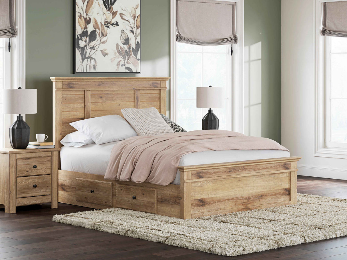 Makidern Tan Queen Panel Storage Bed by Ashley at Eve Furniture