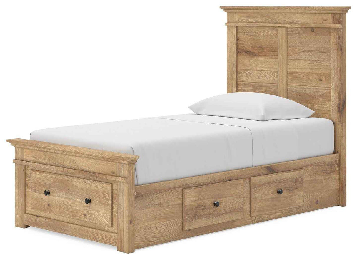Makidern Tan Twin Panel Storage Bed by Ashley at Eve Furniture