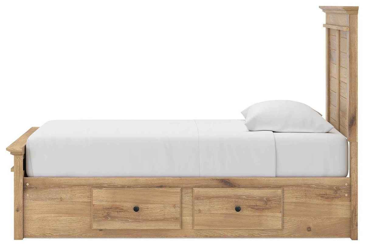 Makidern Tan Twin Panel Storage Bed by Ashley at Eve Furniture