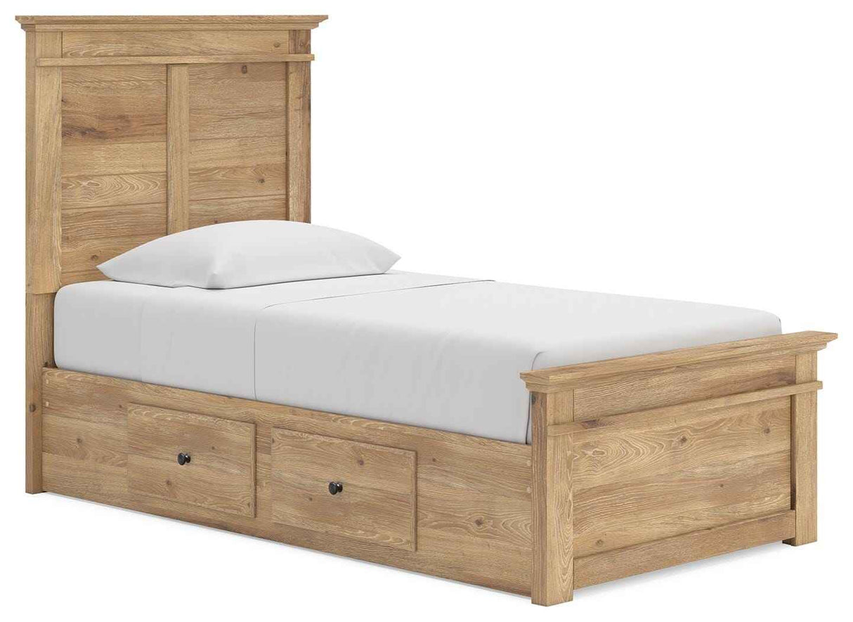Makidern Tan Twin Panel Storage Bed by Ashley at Eve Furniture