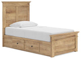 Makidern Tan Twin Panel Storage Bed by Ashley at Eve Furniture