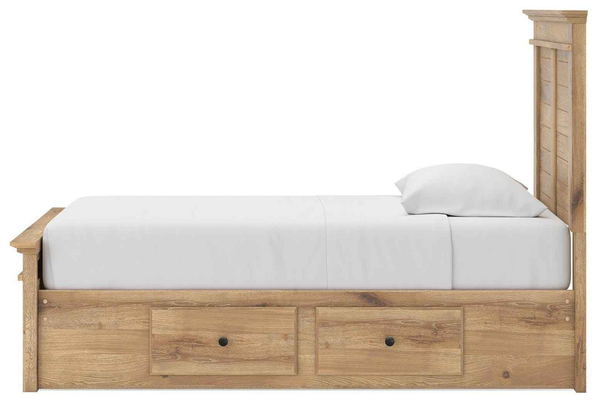 Makidern Tan Twin Panel Storage Bed by Ashley at Eve Furniture