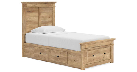 Makidern Tan Twin Panel Storage Bed by Ashley at Eve Furniture